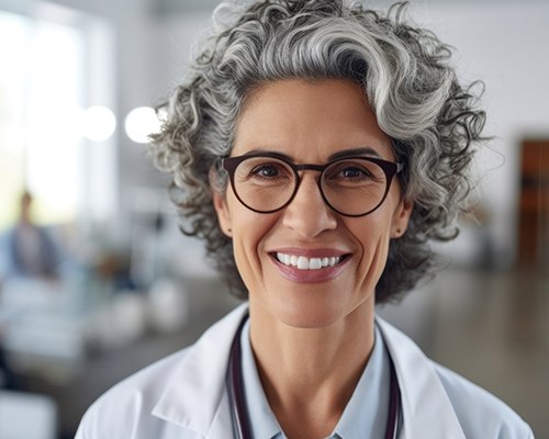 A middle-aged female dentist